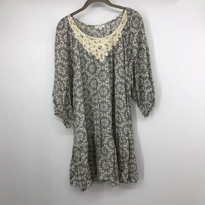 Umgee Blk/Wt Crochet Collar Summer Dress SZ M